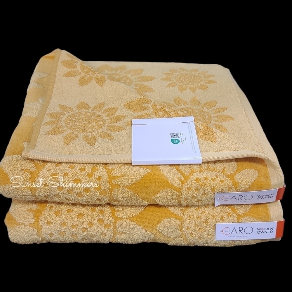 6pc Summer Fall SUNFLOWER BATH HAND TIP TOWEL SET Caro Home NEW - Picture 6 of 10